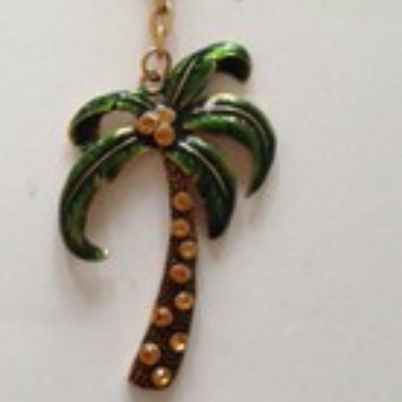 Palm Tree Flip Flop Key Chain Crystal Accents New - Picture 1 of 4